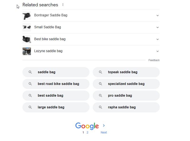 similar searches on Google