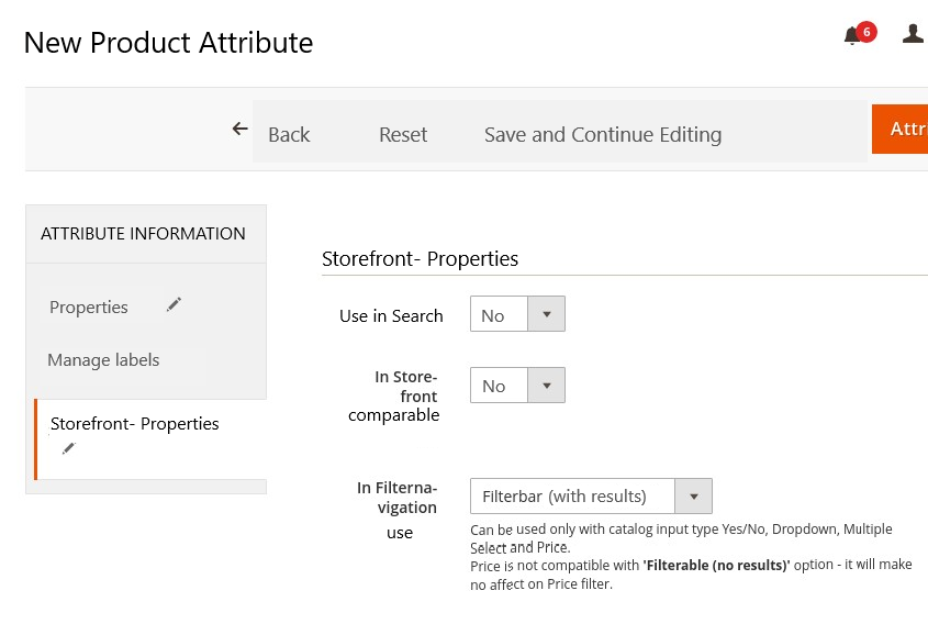 magento filter options navigation product attribute