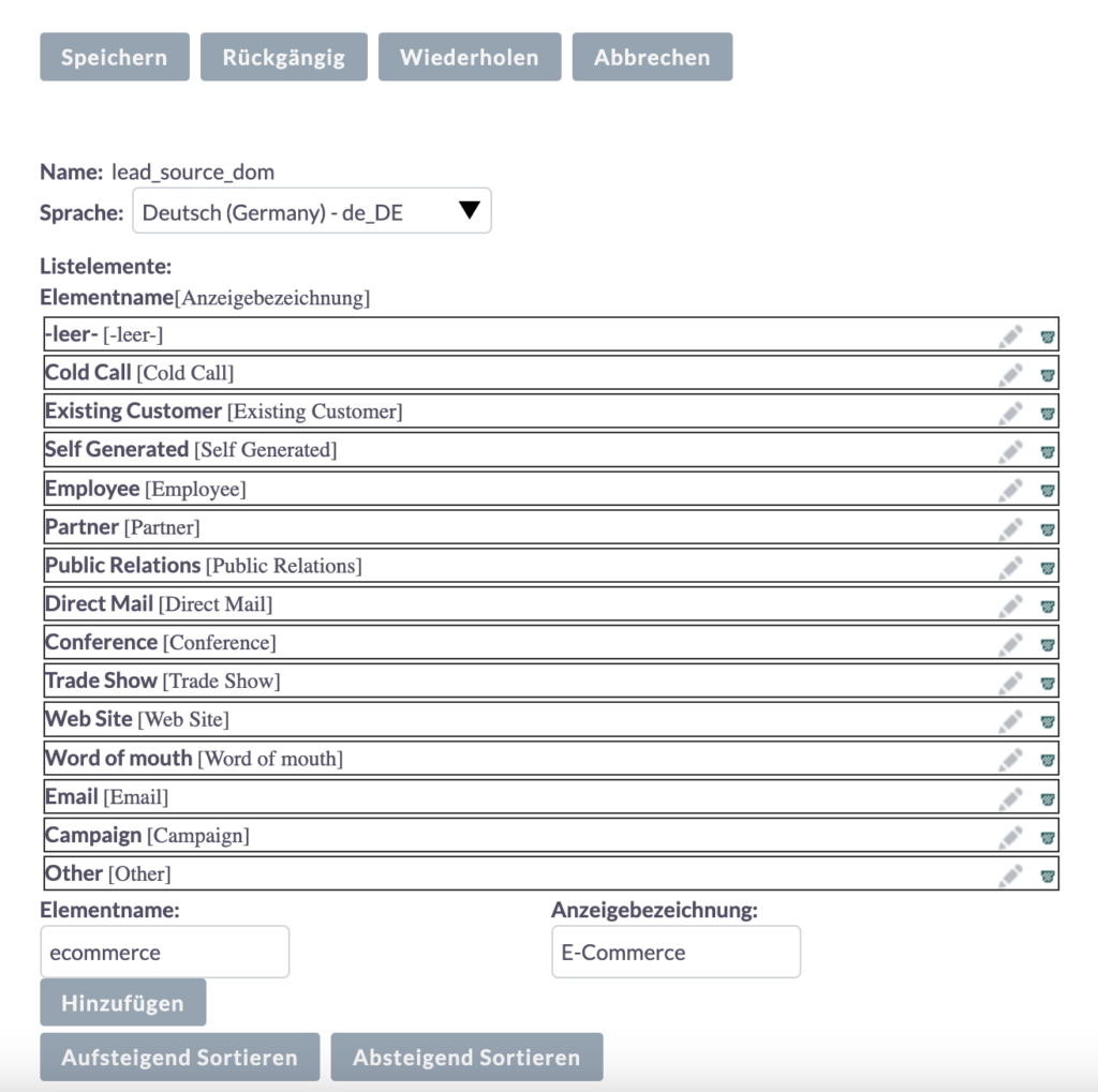 Neues Element zur Dropdown-Liste hinzufügen