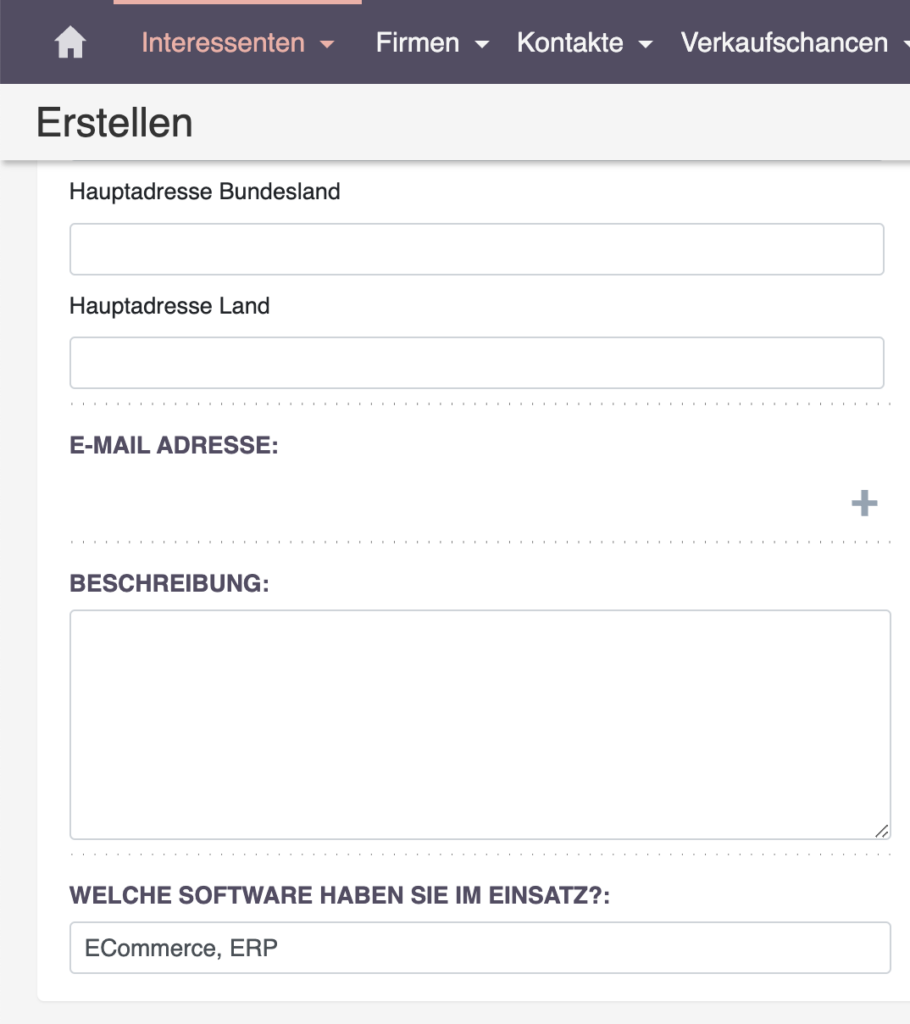 SuiteCRM Felder Neues Textfeld hinzugefügt