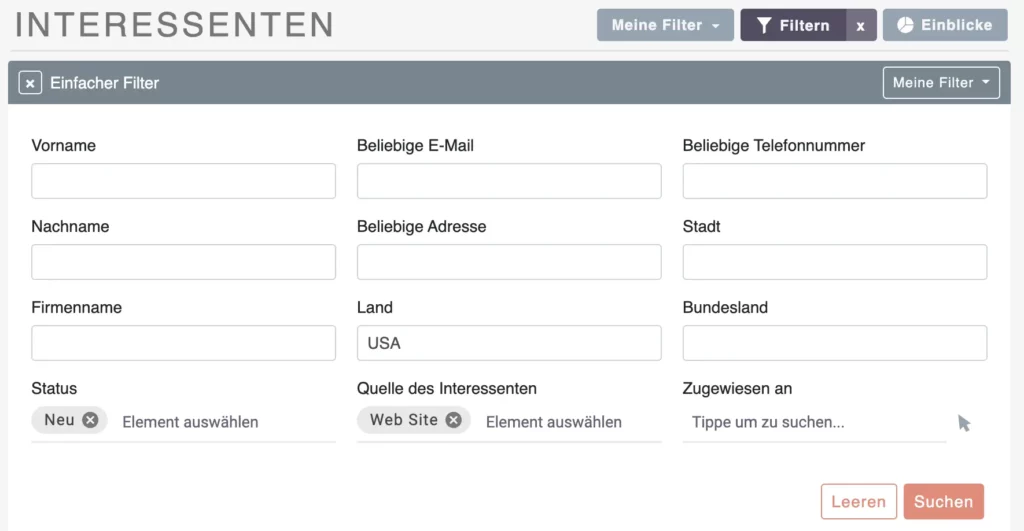 SuiteCRM-Filter Land