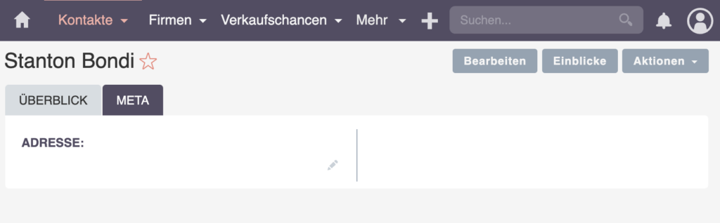 SuiteCRM-Kontakt Meta-Tab