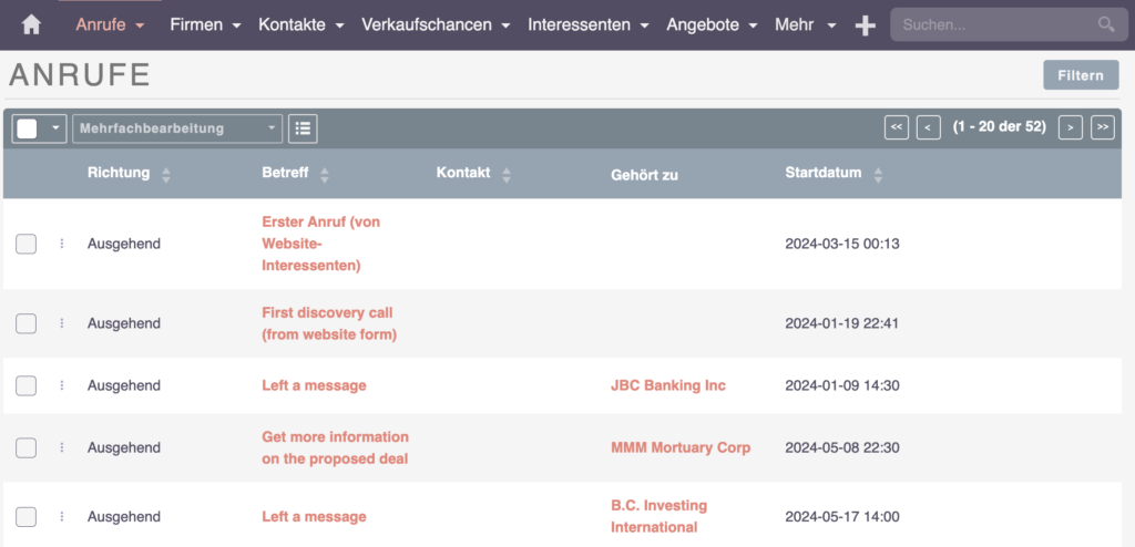 SuiteCRM-Workflow-Tests – Anrufe