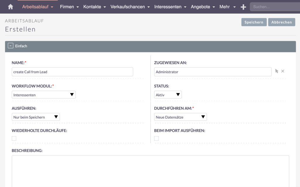 Workflow erstellen